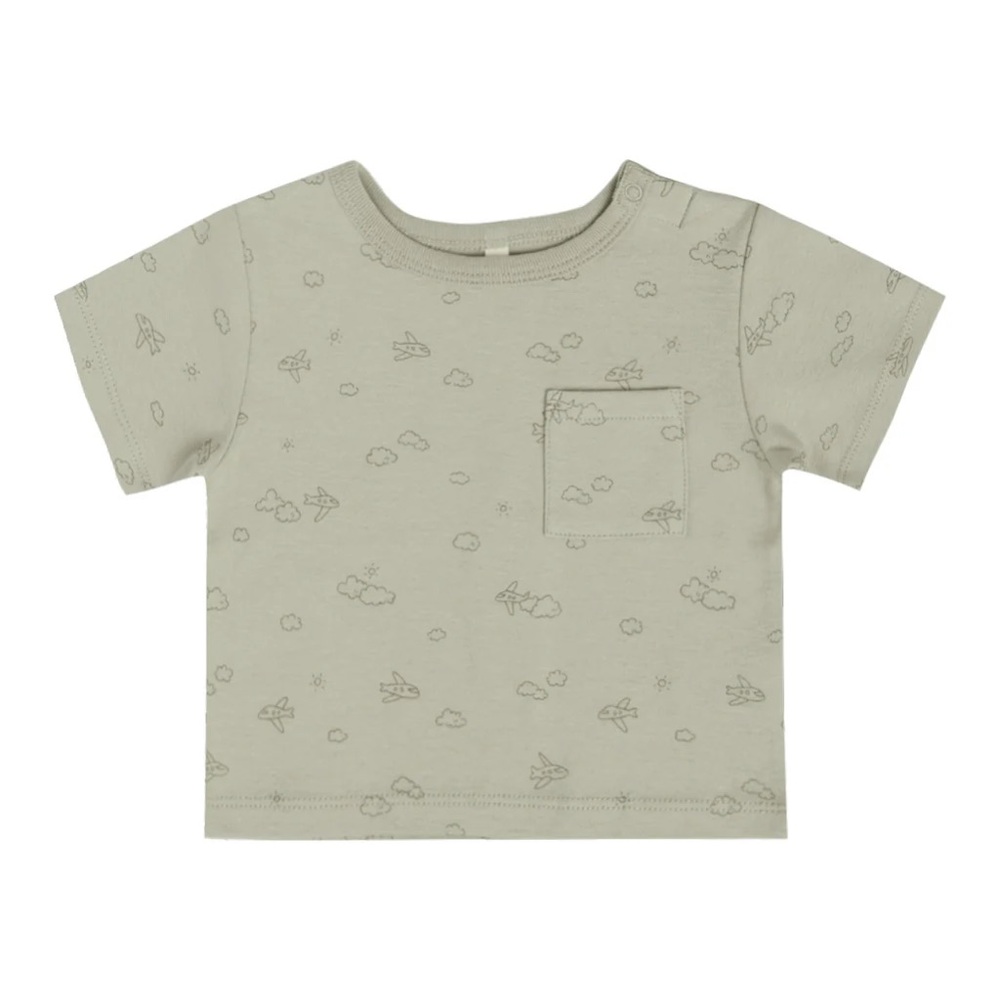 Quincy Mae Boxy Pocket Tee — Airplanes